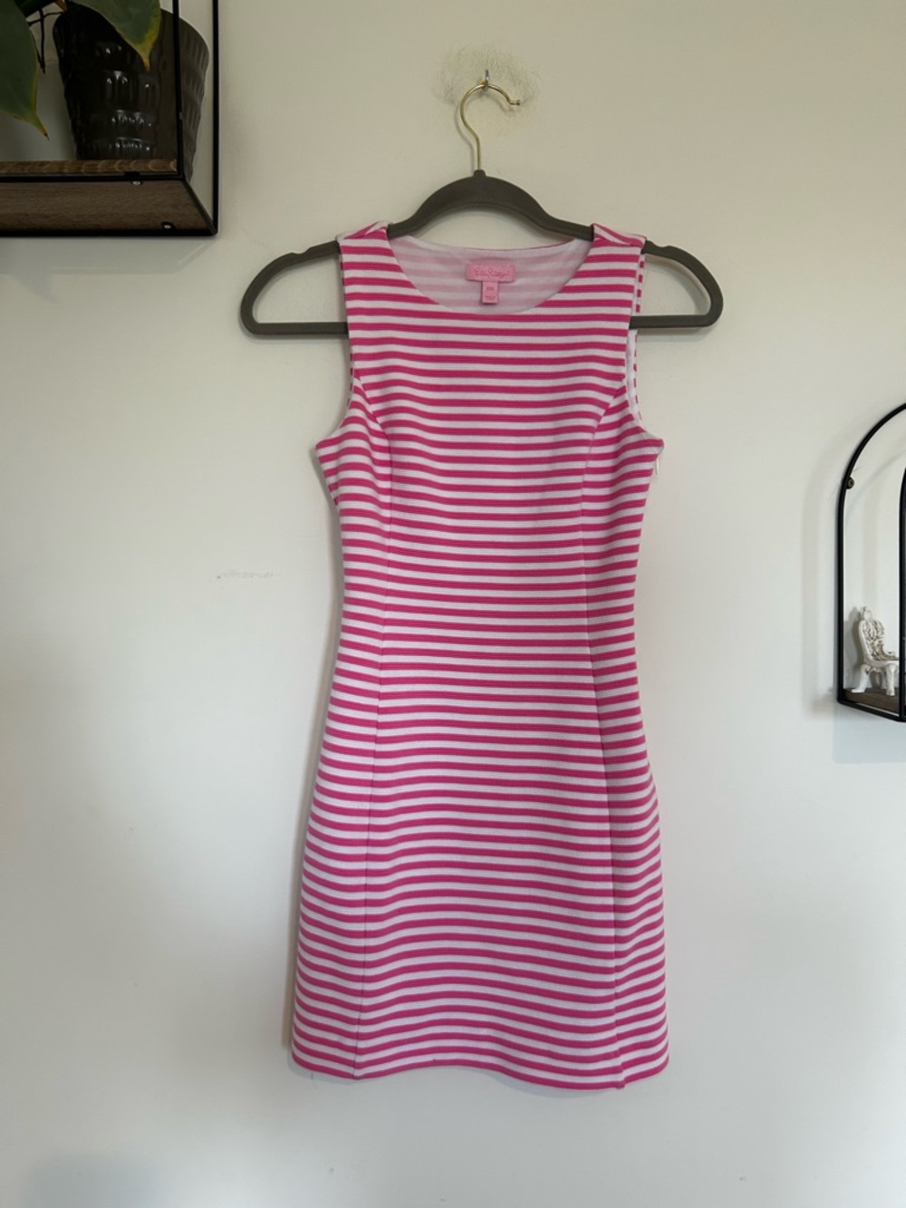 Lilly Pulitzer Holly Pink Ottoman Stripe Cut Out Back Mini Dress Size XXS